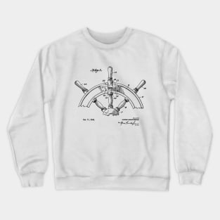 Ship's Helm Steering Wheel 1944 Patent Image Crewneck Sweatshirt